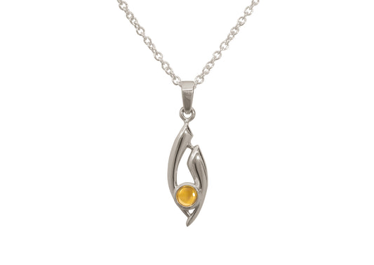 Flowing Cabochon Gemstone Pendant, White Gold