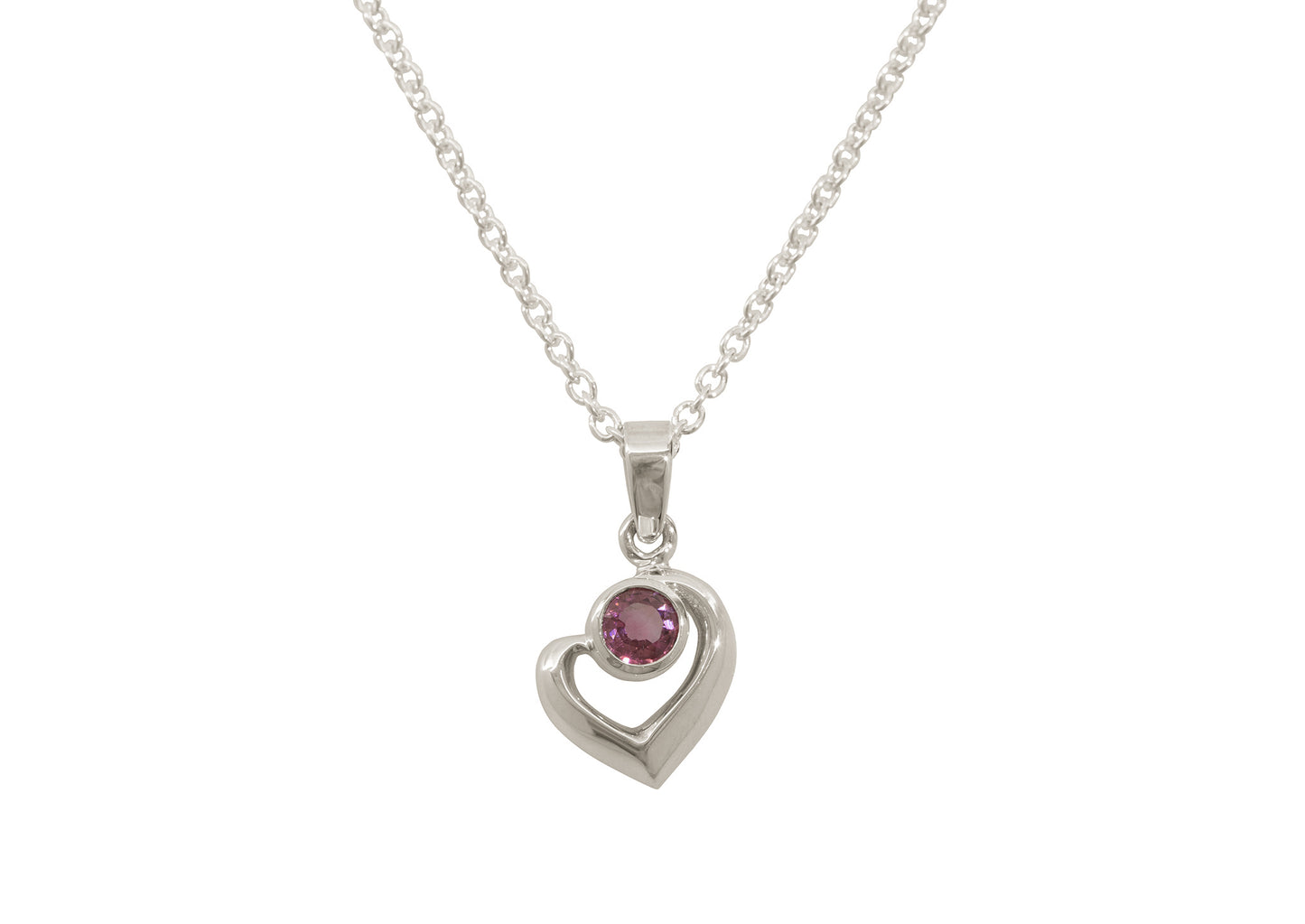 Abstract Heart Gemstone Pendant, White Gold