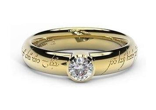 Modern Elvish Engagement Ring, ~.33ct 14ct Yellow Gold