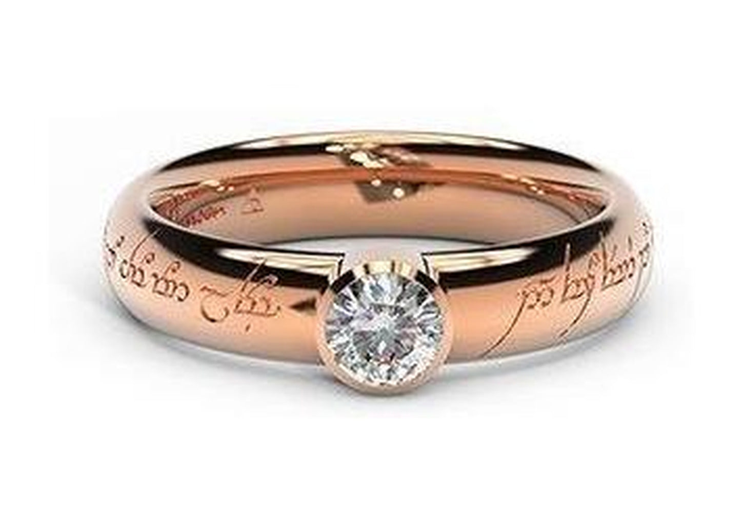 Modern Elvish Engagement Ring, ~.33ct 14ct Red Gold