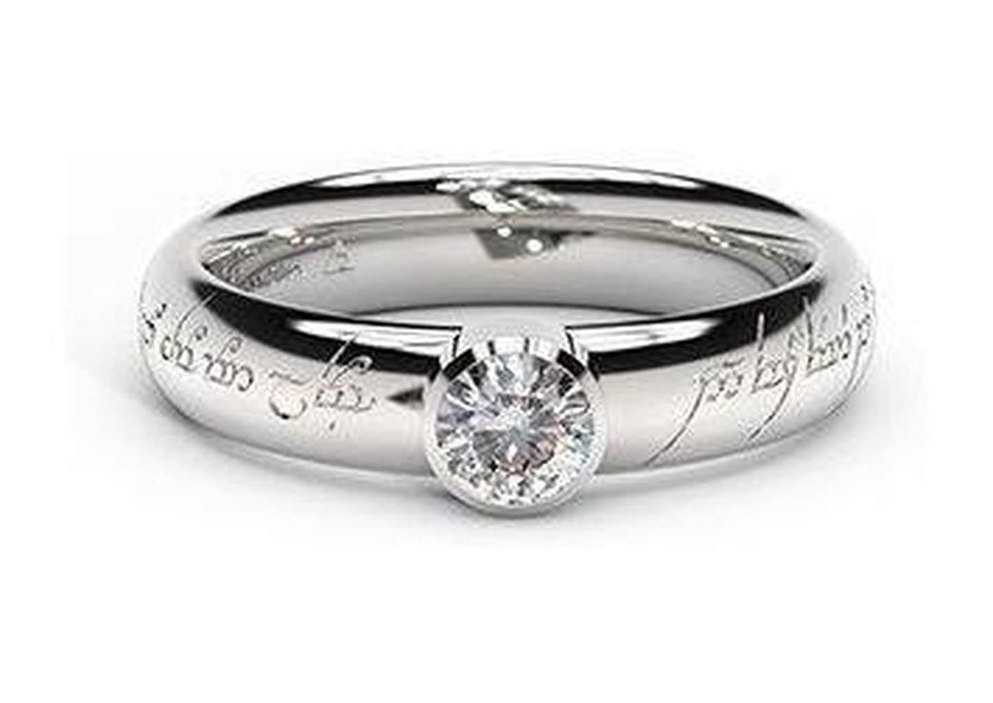 Modern Elvish Engagement Ring, ~.33ct 14ct White Gold