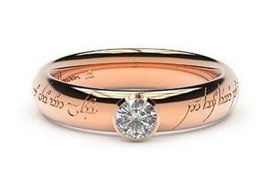 Elegant Elvish Engagement Ring, ~.33ct 9ct Red Gold