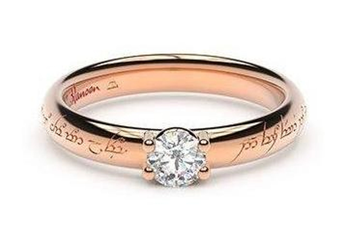 Petite Contemporary Elvish Engagement Ring, ~.33ct 14ct Red Gold