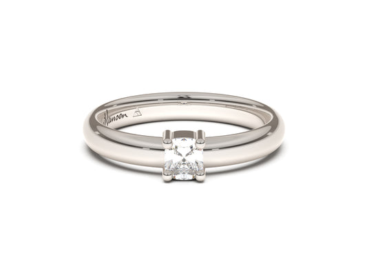 Cushion Classic Slim Engagement Ring, White Gold & Platinum