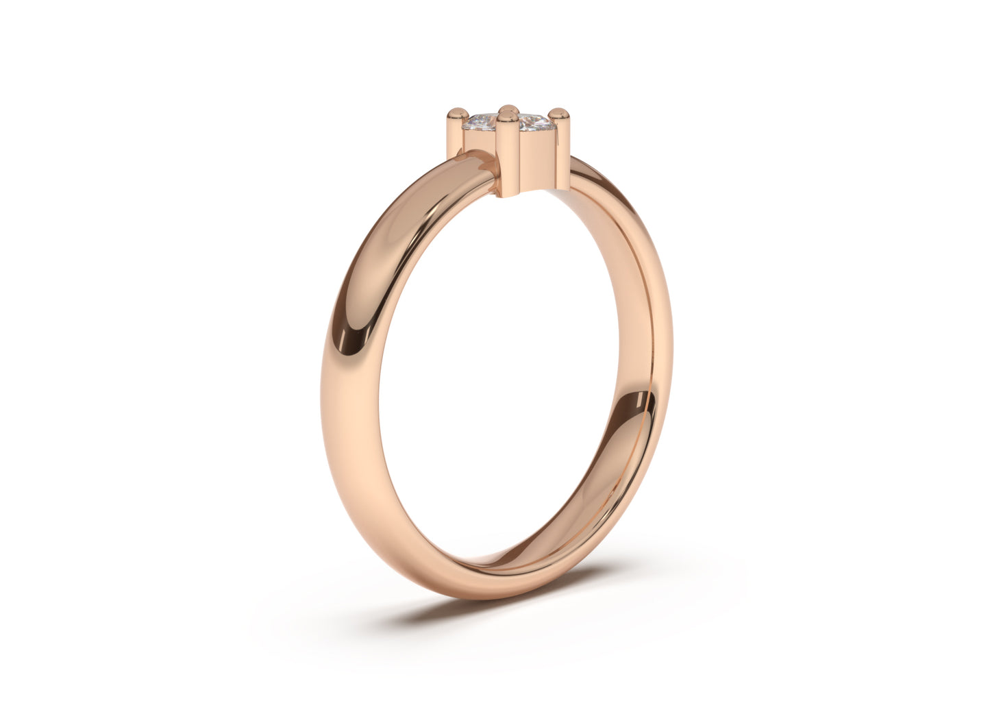 Cushion Classic Slim Engagement Ring, Red Gold