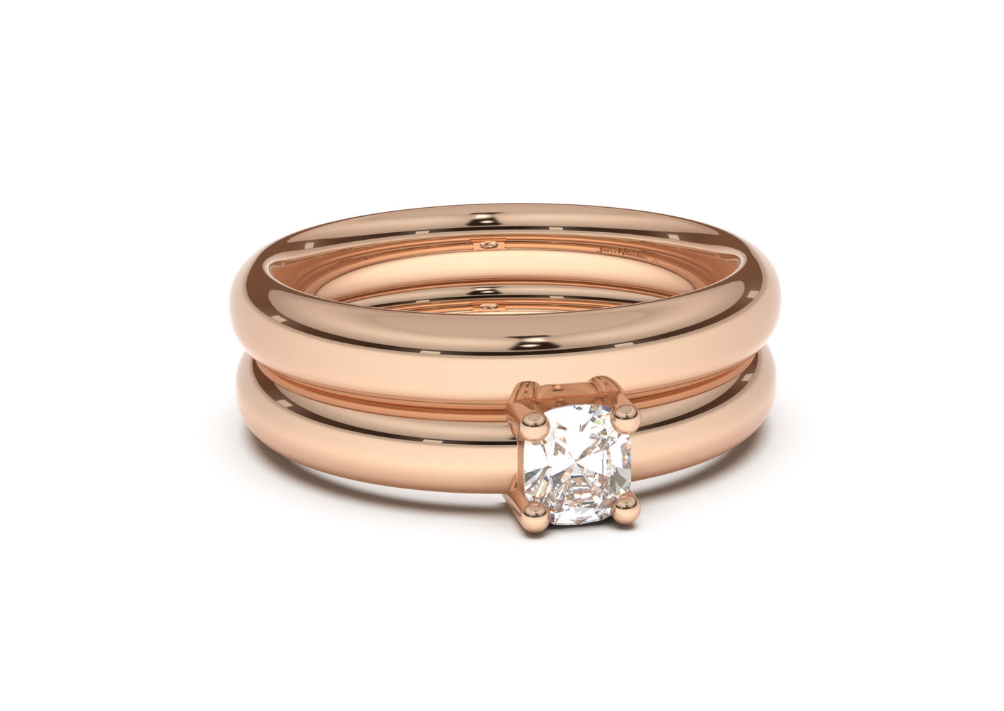 Cushion Classic Slim Engagement Ring, Red Gold