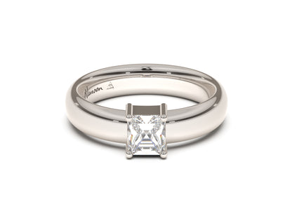 Emerald Cut Classic Engagement Ring, White Gold & Platinum