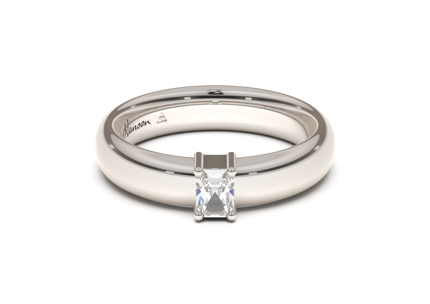 Emerald Cut Classic Engagement Ring, White Gold & Platinum