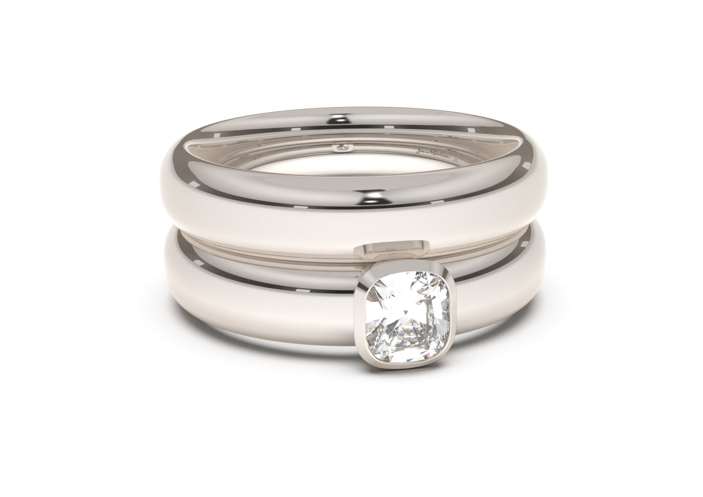 Cushion Elegant Engagement Ring, White Gold & Platinum