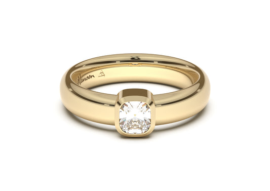 Cushion Modern Engagement Ring, Yellow Gold