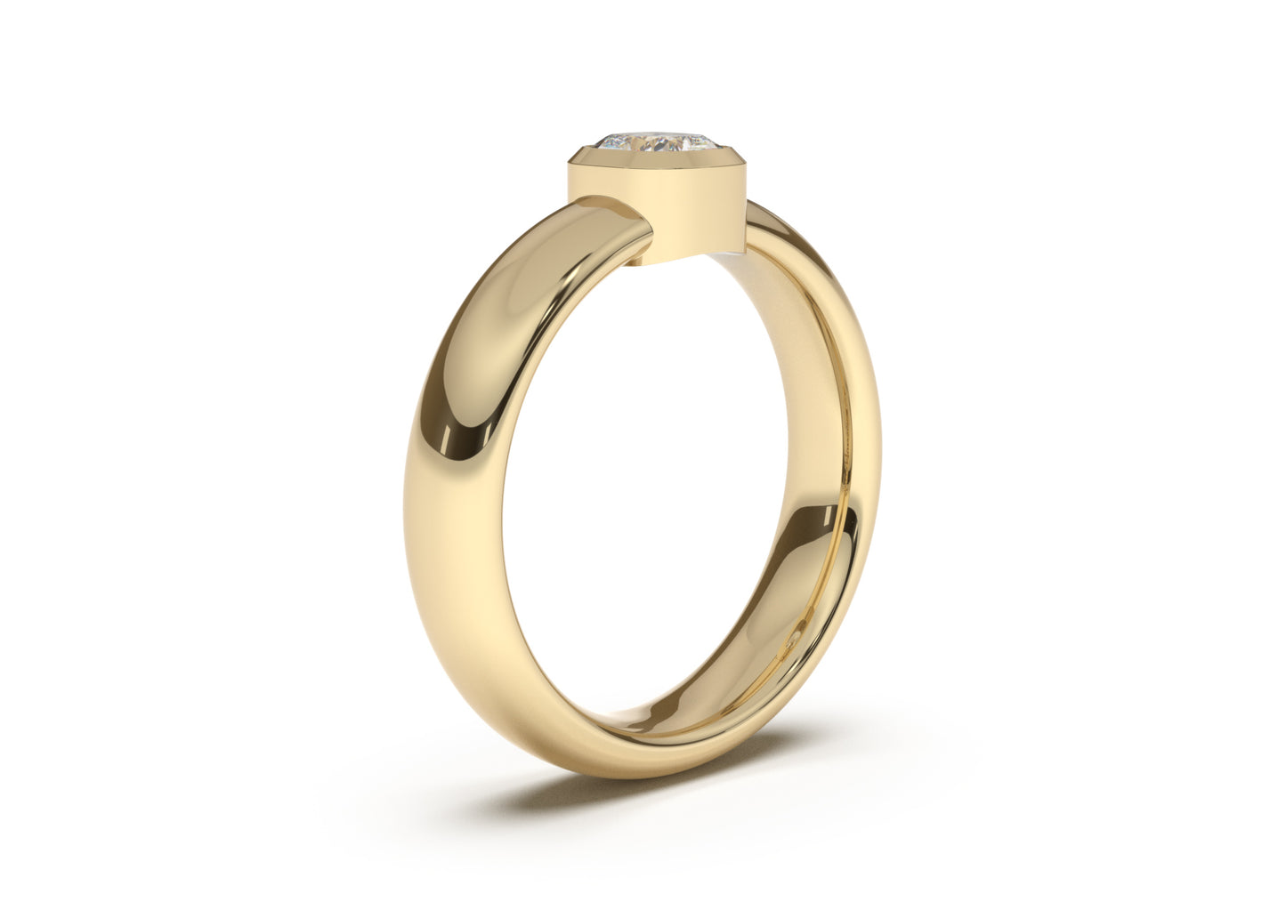 Cushion Modern Engagement Ring, Yellow Gold