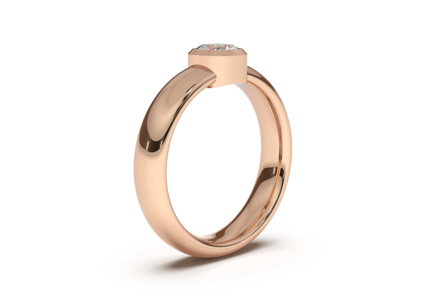 Cushion Modern Engagement Ring, Red Gold