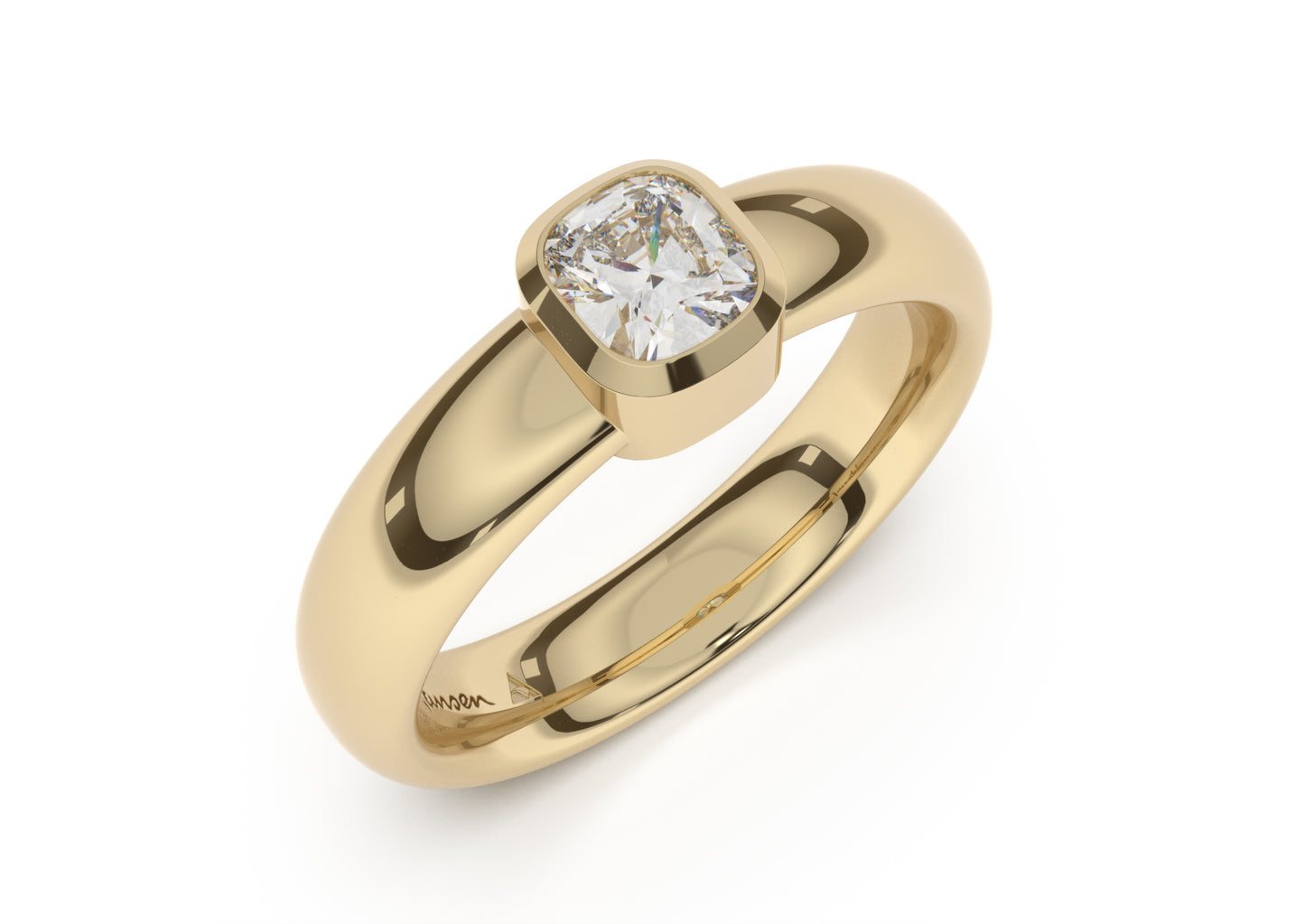 Cushion Modern Engagement Ring, Yellow Gold