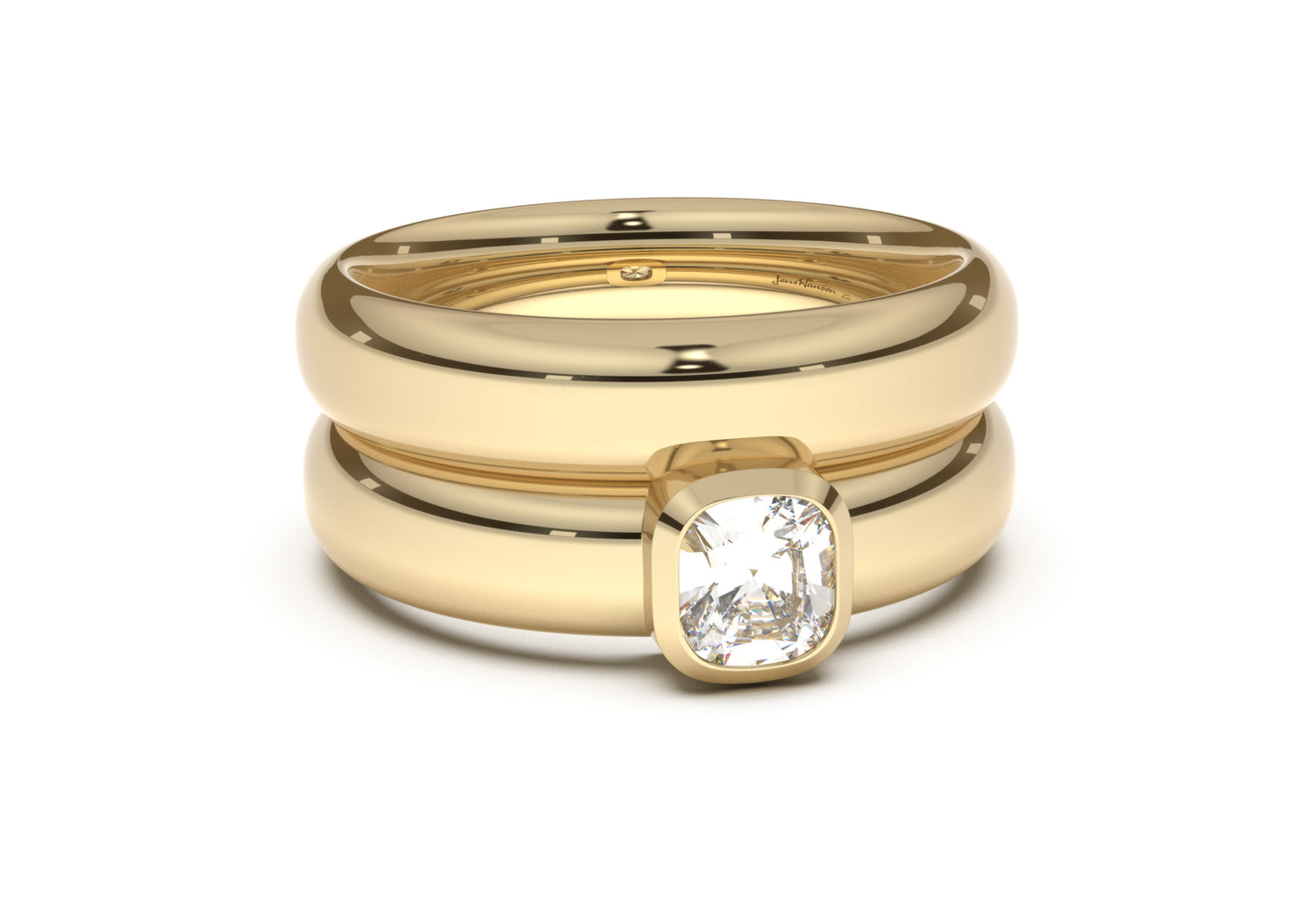 Cushion Modern Engagement Ring, Yellow Gold