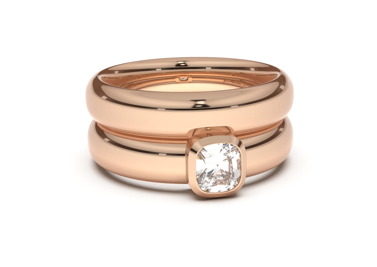 Cushion Modern Engagement Ring, Red Gold