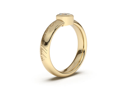 Cushion Modern Elvish Engagement Ring, Yellow Gold