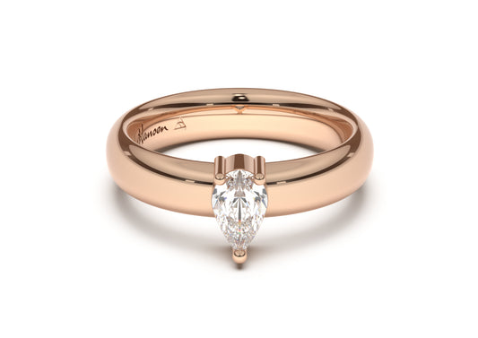 Pear Classic Engagement Ring, Red Gold