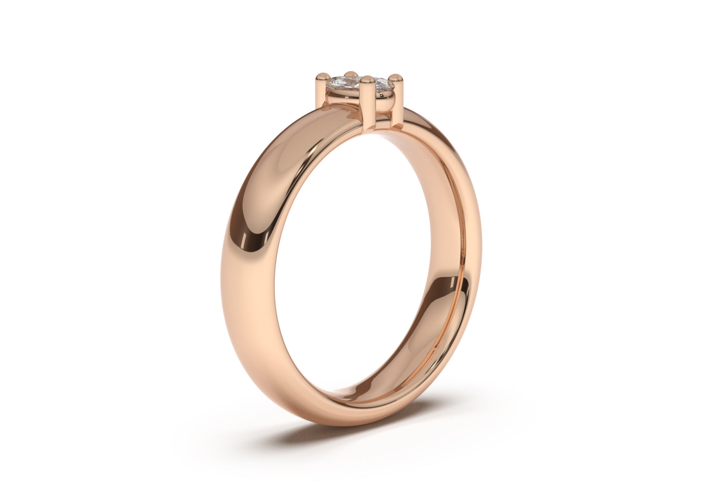 Oval Contemporary Engagement Ring, Red Gold