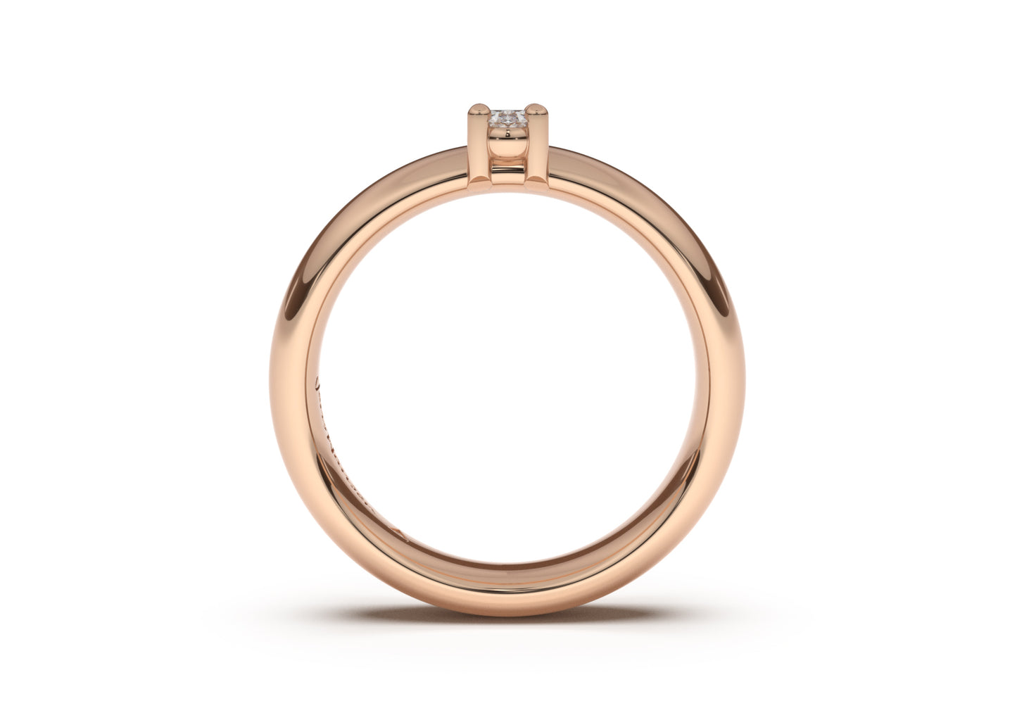 Oval Contemporary Engagement Ring, Red Gold