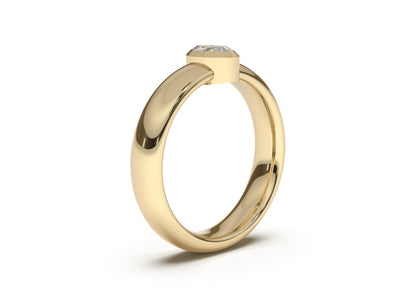 Oval Modern Engagement Ring, Yellow Gold