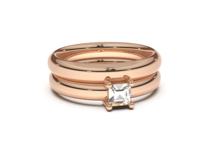 Princess Classic Slim Engagement Ring, Red Gold