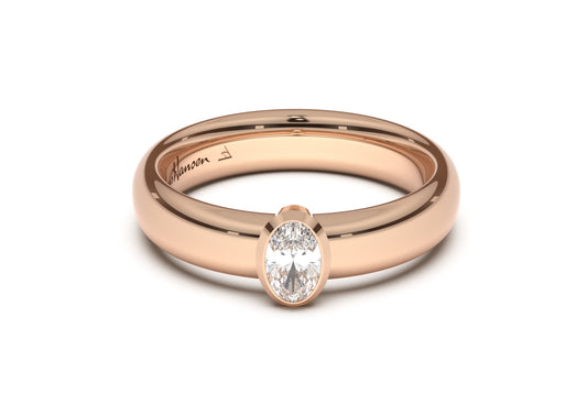 Oval Elegant Engagement Ring, Red Gold