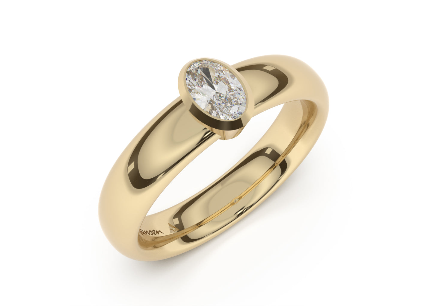 Oval Elegant Engagement Ring, Yellow Gold