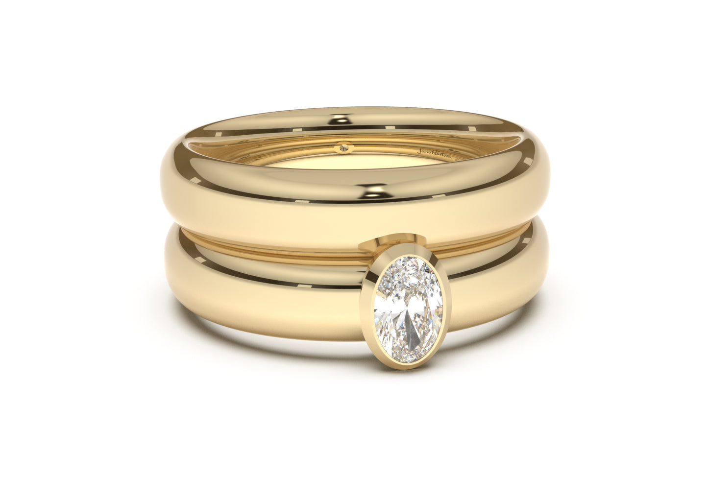 Oval Elegant Engagement Ring, Yellow Gold