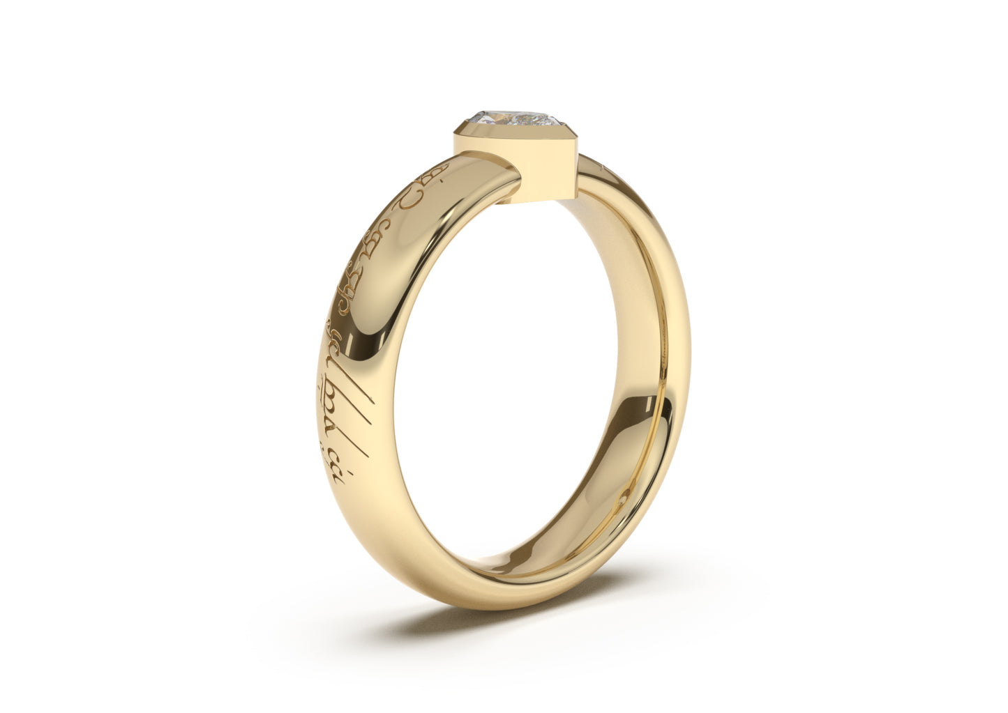 Marquise Modern Elvish Engagement Ring, Yellow Gold