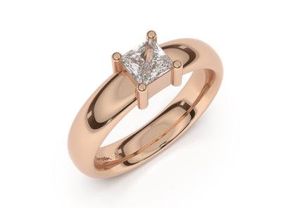 Princess Classic Engagement Ring, Red Gold