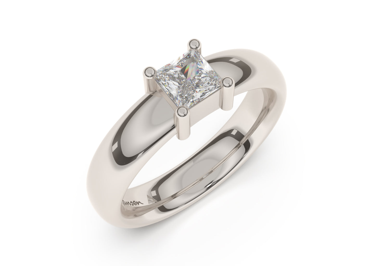 Princess Classic Engagement Ring, White Gold & Platinum