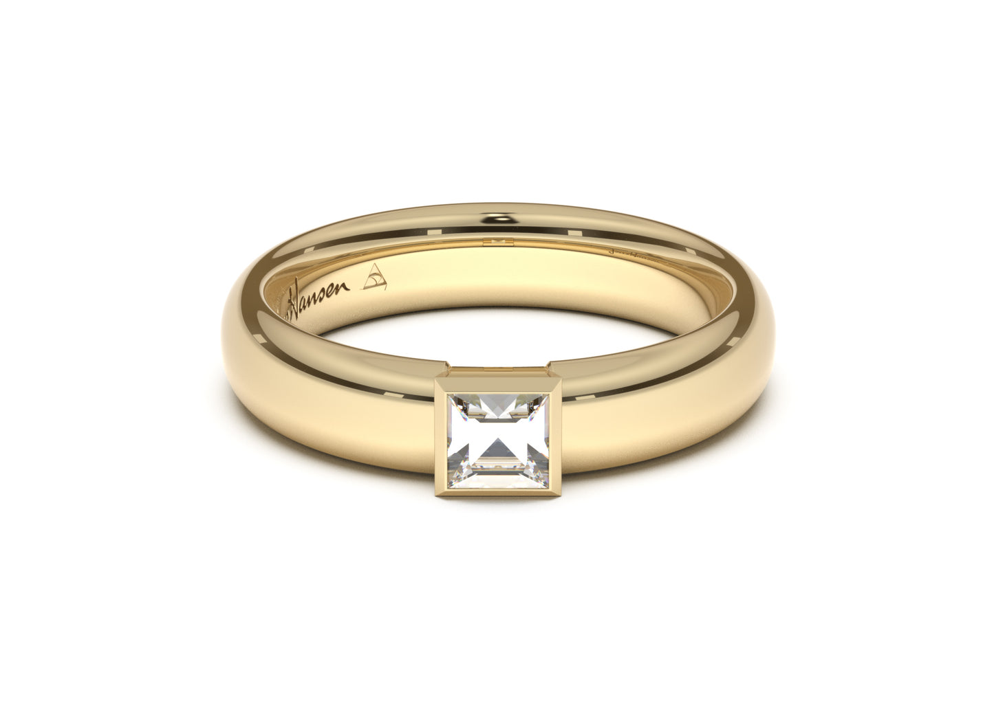 Princess Elegant Engagement Ring, Yellow Gold