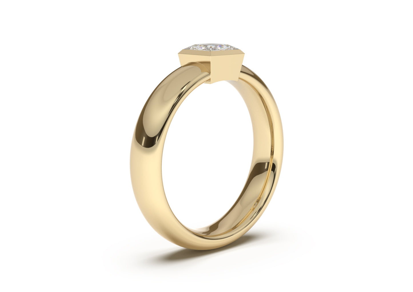 Princess Elegant Engagement Ring, Yellow Gold