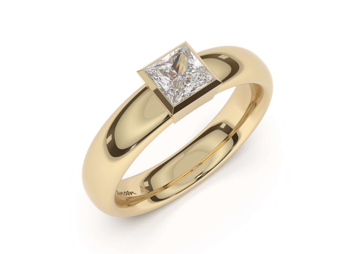 Princess Elegant Engagement Ring, Yellow Gold