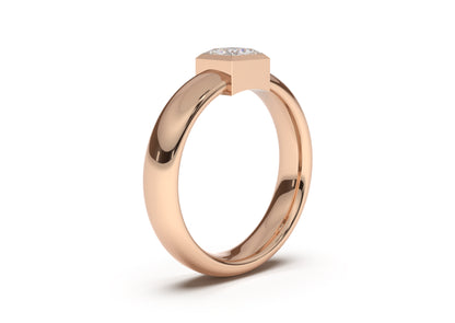 Princess Modern Engagement Ring, Red Gold